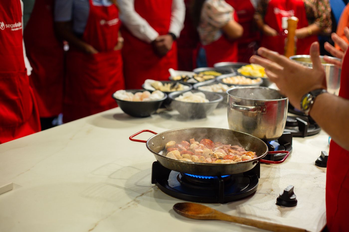 Participants in a culinary workshop